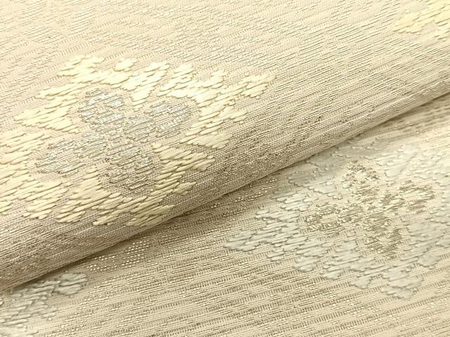平和屋着物＊夏物　九寸名古屋帯　唐織　菱花文　銀糸　正絹　逸品　CABK1503fb