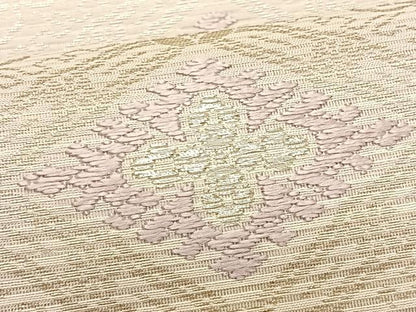 平和屋着物＊夏物　九寸名古屋帯　唐織　菱花文　銀糸　正絹　逸品　CABK1503fb