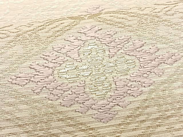 平和屋着物＊夏物　九寸名古屋帯　唐織　菱花文　銀糸　正絹　逸品　CABK1503fb