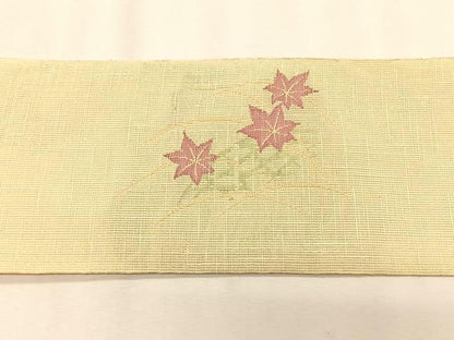 平和屋着物＊夏物　八寸名古屋帯　籬芝草楓文　交織　逸品　CABK1505fb