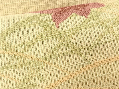 平和屋着物＊夏物　八寸名古屋帯　籬芝草楓文　交織　逸品　CABK1505fb