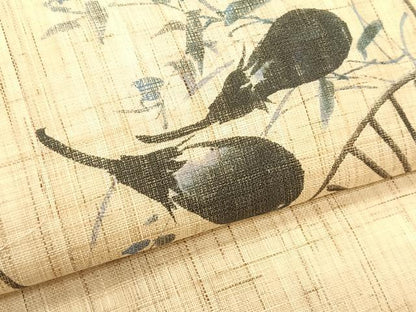 平和屋着物＊夏物　九寸名古屋帯　手描き　団扇　成り物　麻　逸品　CABK1506fb
