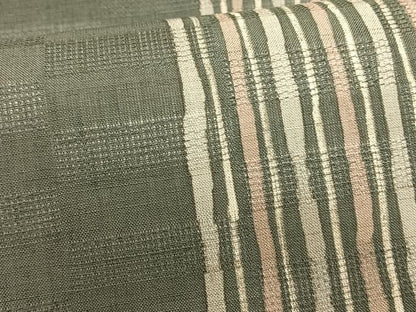 平和屋着物＊夏物　九寸名古屋帯　変わり縞　反端付き　麻　逸品　CABK1507fb
