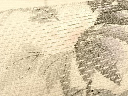 平和屋着物＊夏物　九寸名古屋帯　作家物　手描き　刺繍　草花文　銀彩　正絹　逸品　CABK1508fb
