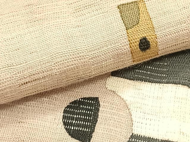 平和屋着物＊夏物　九寸名古屋帯　花倉織　抽象文様　麻　逸品　CABK1509fb