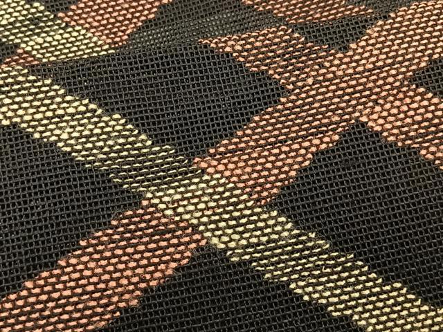 平和屋着物＊夏物　八寸名古屋帯　斜線文　黒地　正絹　逸品　CABK1510fb