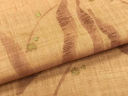 平和屋着物＊夏物　九寸開き名古屋帯　刺繍　抽象文様　金糸　麻　逸品　CABK1512fb