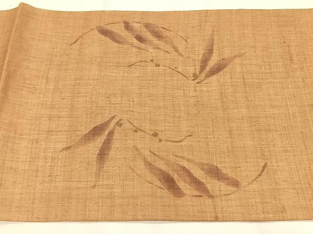 平和屋着物＊夏物　九寸開き名古屋帯　刺繍　抽象文様　金糸　麻　逸品　CABK1512fb