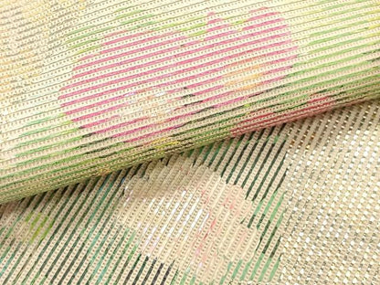 平和屋着物＊夏物　九寸名古屋帯　地紙枝花文　金銀糸　正絹　逸品　CABK1515fb