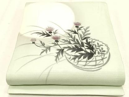 平和屋着物＊夏物　九寸開き名古屋帯　手描き　花籠文　正絹　逸品　CABK1517fb