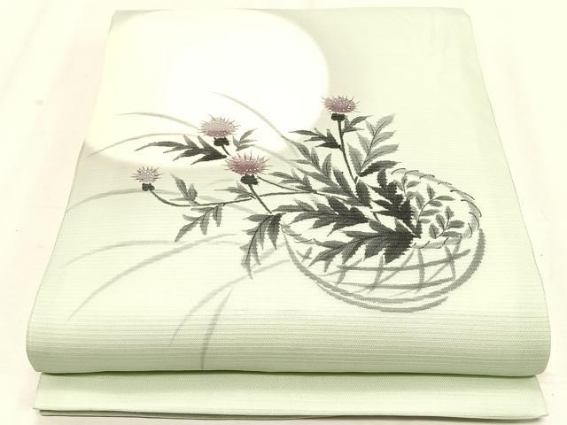平和屋着物＊夏物　九寸開き名古屋帯　手描き　花籠文　正絹　逸品　CABK1517fb