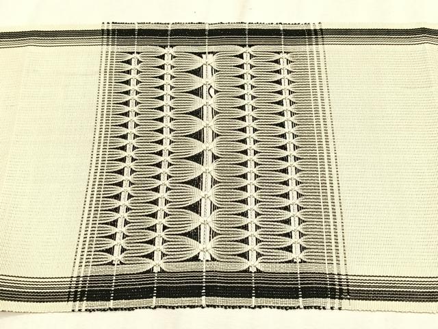 平和屋着物＊夏物　八寸名古屋帯　もじり織　間道　銀糸　正絹　逸品　CABK1518fb