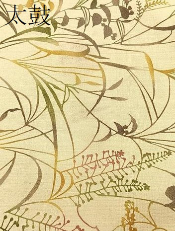 平和屋着物＊夏物　九寸名古屋帯　型染め　枝葉文　正絹　逸品　CABK1523fb