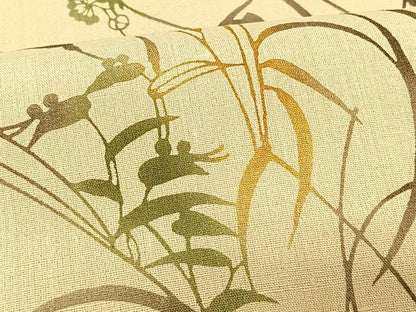 平和屋着物＊夏物　九寸名古屋帯　型染め　枝葉文　正絹　逸品　CABK1523fb