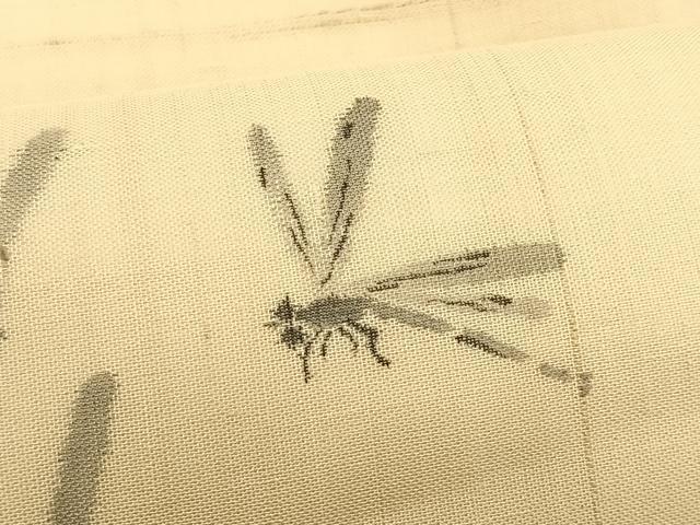 平和屋着物＊夏物　九寸名古屋帯　手描き　紬地　トンボ　土筆　正絹　逸品　CABK1525fb