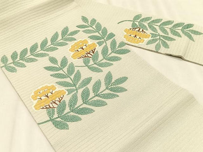 平和屋着物＊夏物　九寸名古屋帯　作家物　枝花文　正絹　逸品　CABK1526fb