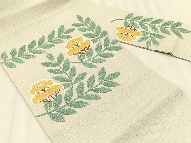 平和屋着物＊夏物　九寸名古屋帯　作家物　枝花文　正絹　逸品　CABK1526fb
