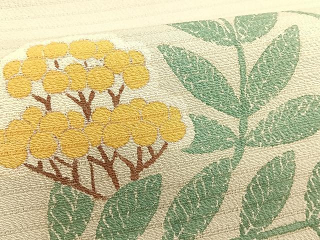 平和屋着物＊夏物　九寸名古屋帯　作家物　枝花文　正絹　逸品　CABK1526fb