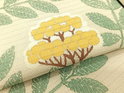 平和屋着物＊夏物　九寸名古屋帯　作家物　枝花文　正絹　逸品　CABK1526fb