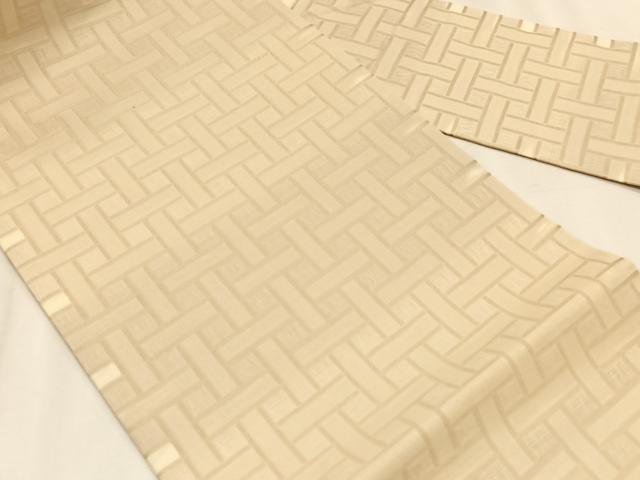 平和屋着物＊夏物　九寸名古屋帯　櫛織り　幾何学文様　正絹　逸品　CABK1527fb