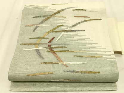 平和屋着物＊夏物　九寸名古屋帯　すくい織　抽象文様　正絹　逸品　CABK1528fb