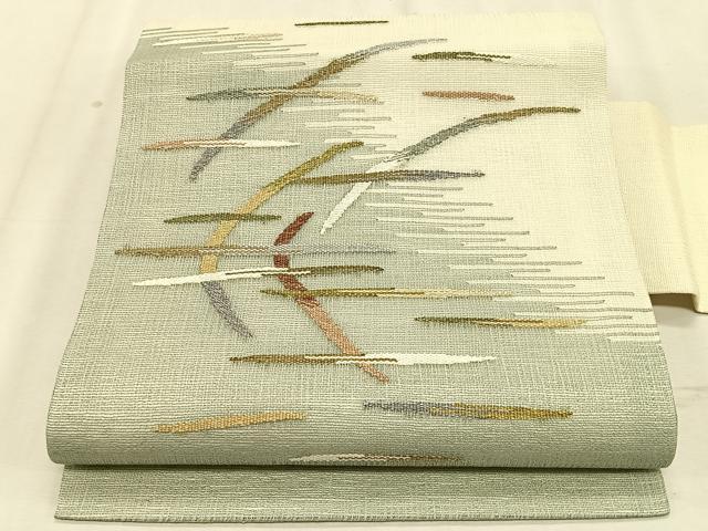 平和屋着物＊夏物　九寸名古屋帯　すくい織　抽象文様　正絹　逸品　CABK1528fb