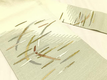 平和屋着物＊夏物　九寸名古屋帯　すくい織　抽象文様　正絹　逸品　CABK1528fb