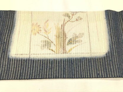 平和屋着物＊夏物　九寸名古屋帯　手描き　枝花文　金彩　正絹　逸品　CABK1529fb