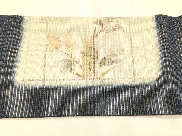 平和屋着物＊夏物　九寸名古屋帯　手描き　枝花文　金彩　正絹　逸品　CABK1529fb