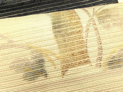 平和屋着物＊夏物　九寸名古屋帯　手描き　枝花文　金彩　正絹　逸品　CABK1529fb
