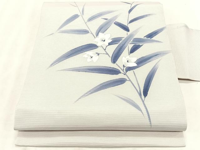 平和屋着物＊夏物　絽塩瀬　九寸名古屋帯　手描き　桔梗　銀彩　正絹　逸品　CABK1533fb