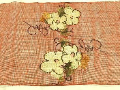 平和屋着物＊夏物　八寸名古屋帯　草花文　正絹　逸品　CABK1534fb