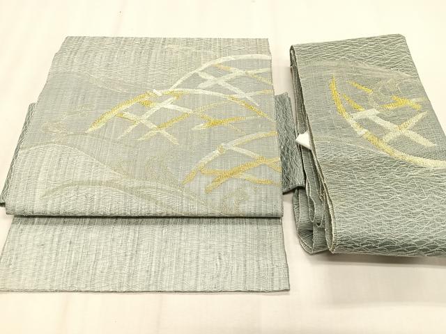 平和屋着物＊夏物　つけ帯　すくい織　籬立波文　金銀糸　正絹　逸品　CABK1536fb