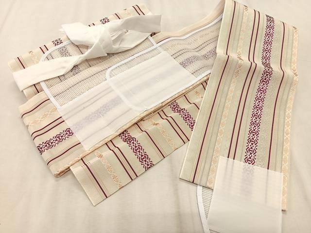 平和屋着物＊夏物　本場筑前博多織　ワンタッチつけ帯　紗献上　正絹　逸品　CABK1537fb