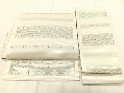 平和屋着物＊夏物　つけ帯　花織　横段抽象文様　正絹　逸品　CABK1538fb