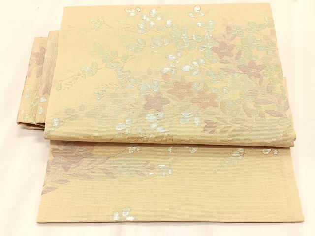平和屋着物＊夏物　つけ帯　桔梗萩文　金糸　正絹　逸品　CABK1539fb