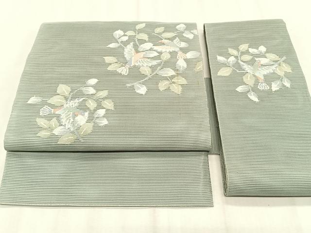 平和屋着物＊夏物　つけ帯　絽綴れ　枝花鳥文　正絹　逸品　CABK1541fb