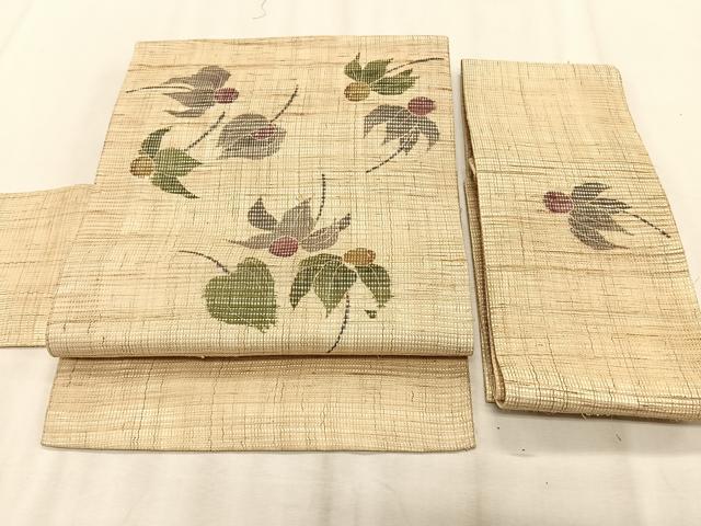 平和屋着物＊夏物　つけ帯　草花文　麻　逸品　CABK1542fb