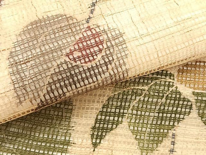 平和屋着物＊夏物　つけ帯　草花文　麻　逸品　CABK1542fb