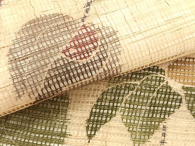 平和屋着物＊夏物　つけ帯　草花文　麻　逸品　CABK1542fb