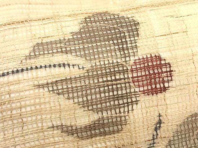 平和屋着物＊夏物　つけ帯　草花文　麻　逸品　CABK1542fb