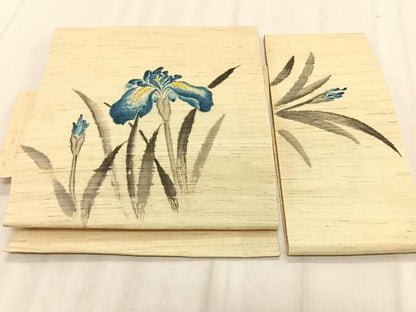 平和屋着物＊夏物　つけ帯　作家物　手描き　杜若　麻　逸品　CABK1543fb