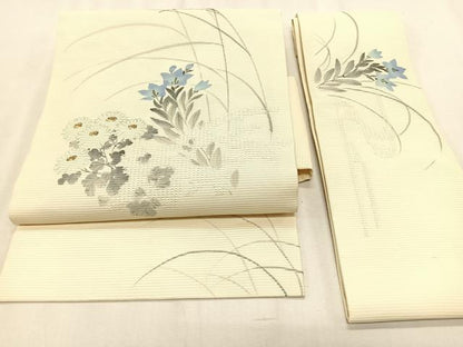 平和屋着物＊夏物　つけ帯　手描き　菊　桔梗　金糸　正絹　逸品　CABK1545fb