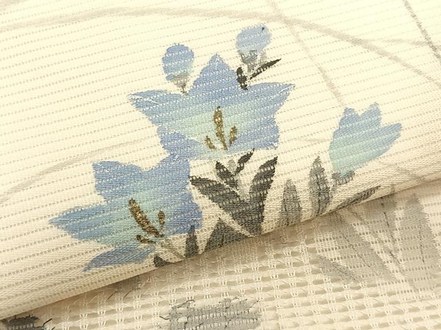 平和屋着物＊夏物　つけ帯　手描き　菊　桔梗　金糸　正絹　逸品　CABK1545fb