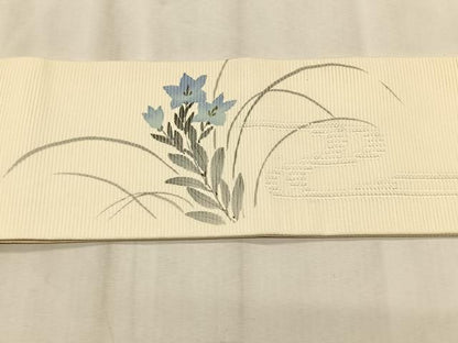 平和屋着物＊夏物　つけ帯　手描き　菊　桔梗　金糸　正絹　逸品　CABK1545fb