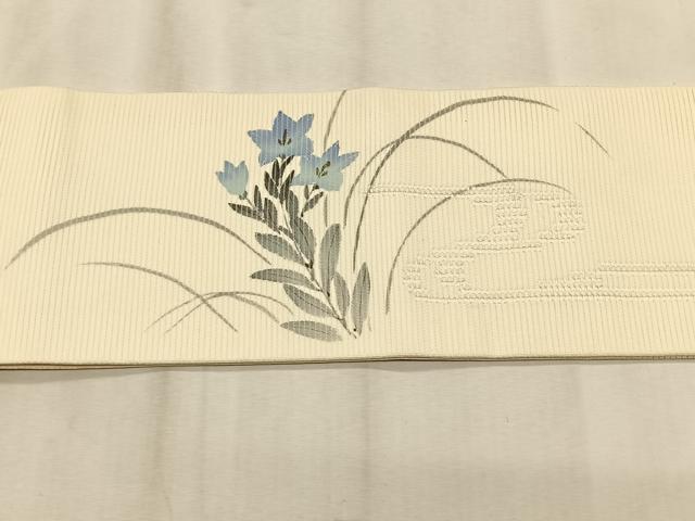 平和屋着物＊夏物　つけ帯　手描き　菊　桔梗　金糸　正絹　逸品　CABK1545fb