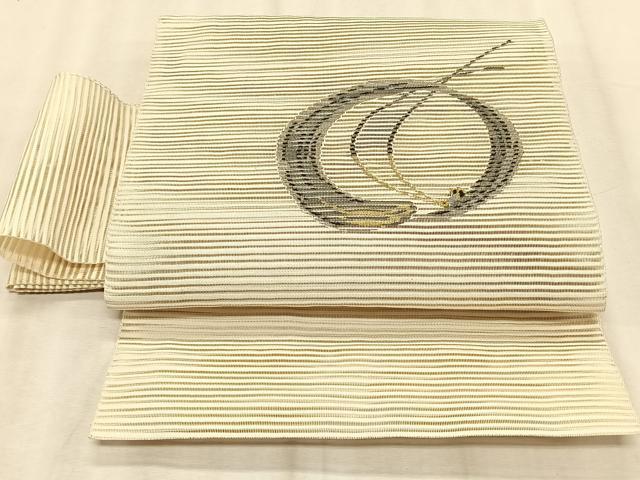 平和屋着物＊夏物　つけ帯　絽綴れ　抽象文様　金糸　正絹　逸品　CABK1546fb