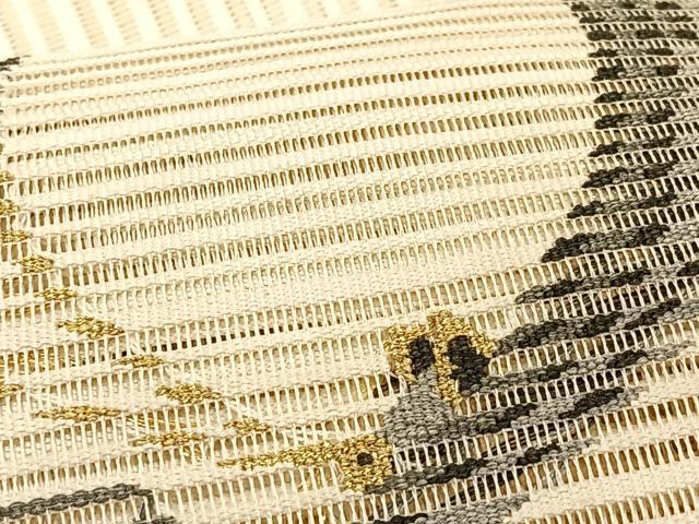平和屋着物＊夏物　つけ帯　絽綴れ　抽象文様　金糸　正絹　逸品　CABK1546fb