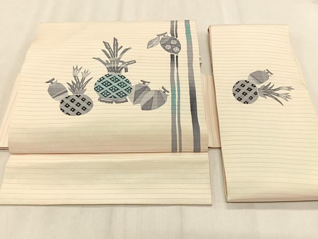 平和屋着物＊夏物　絽塩瀬　つけ帯　ろうけつ染め　成り物　正絹　逸品　CABK1547fb