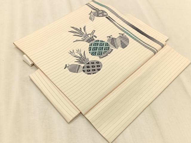 平和屋着物＊夏物　絽塩瀬　つけ帯　ろうけつ染め　成り物　正絹　逸品　CABK1547fb